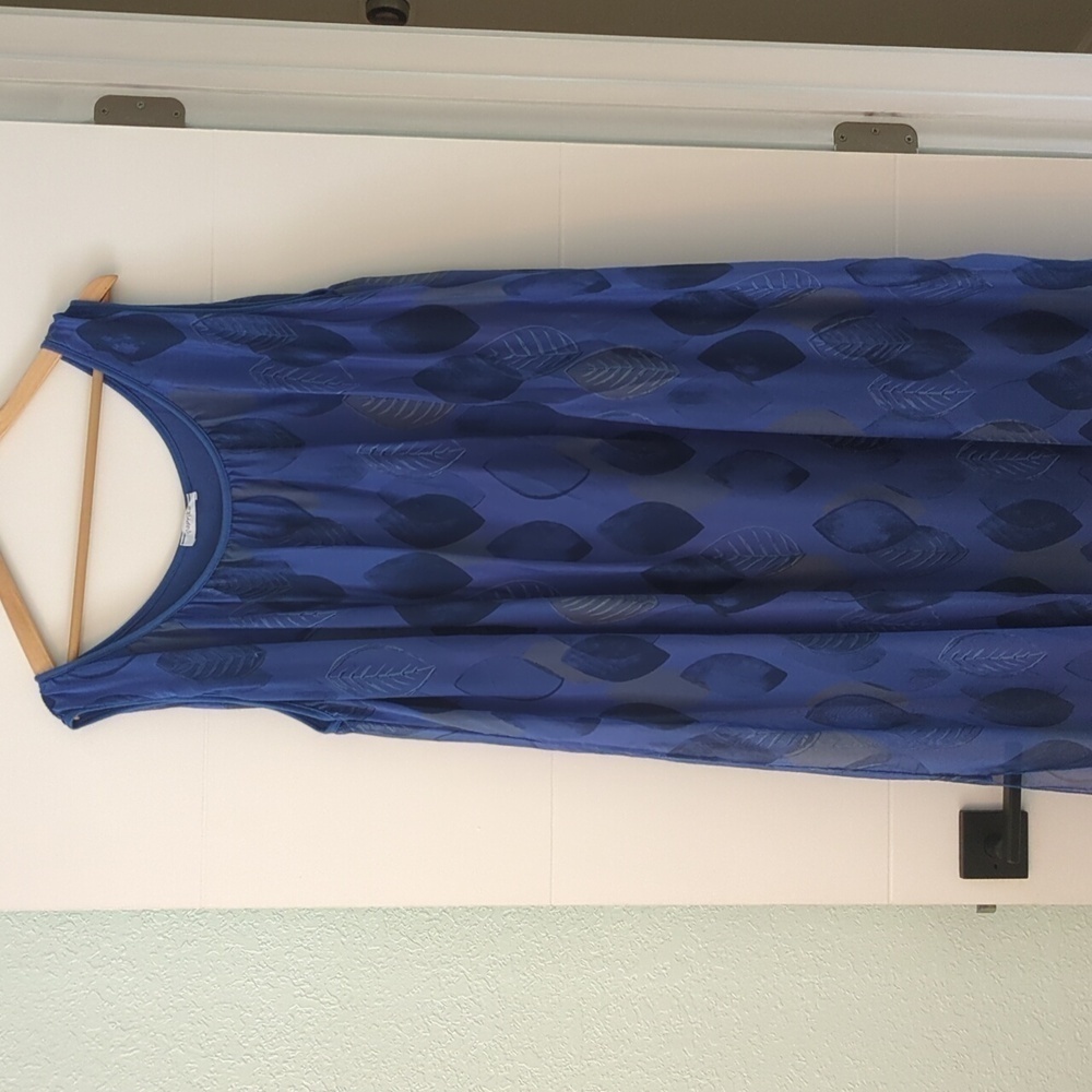 Made in Italy Paprika Silk blend vibrant blue lagenlook maxi dress vacation Sz16
